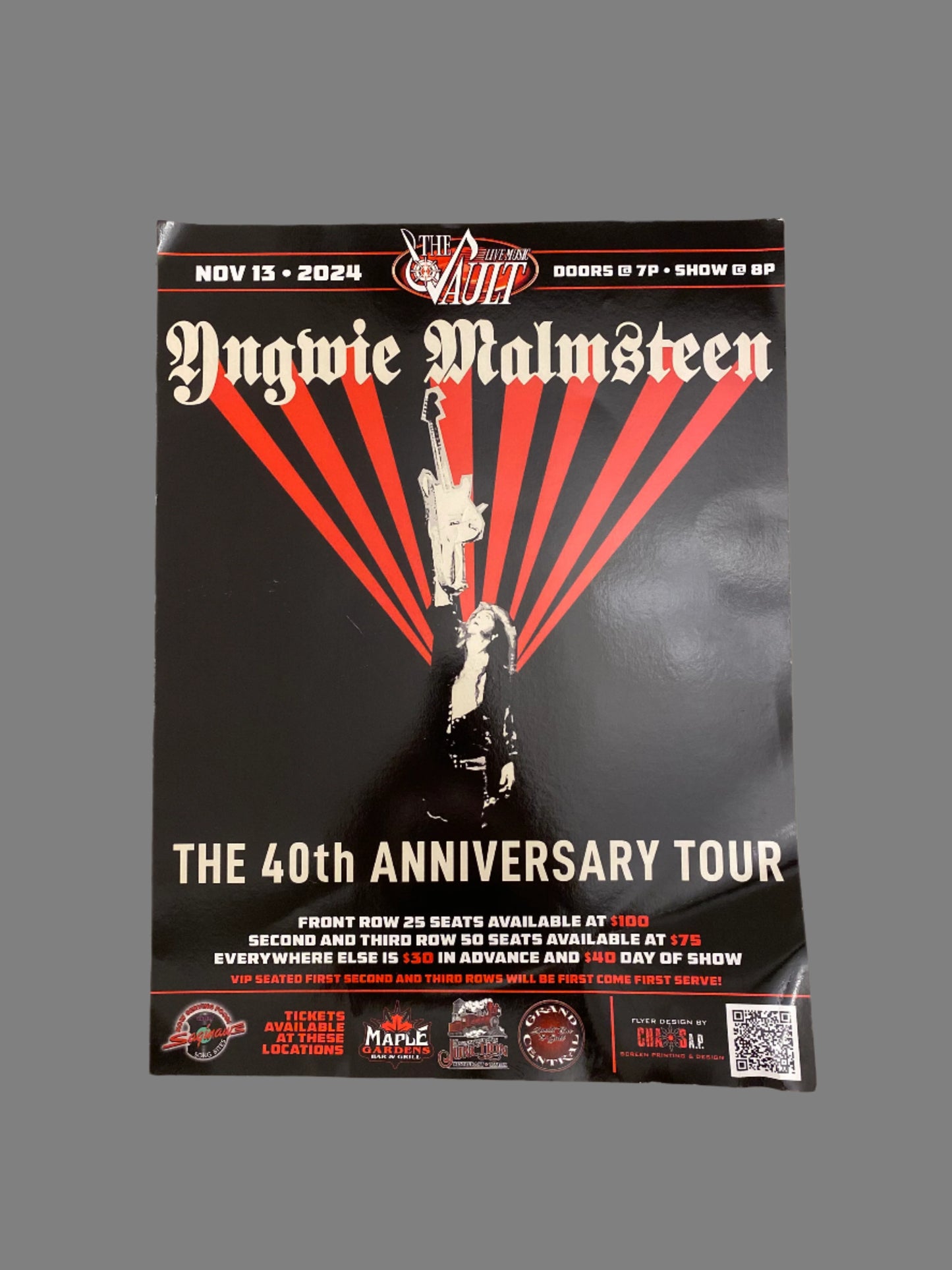 40th Anniversary TourThe Vault Concert Poster Signed and Personalized (only ONE available)